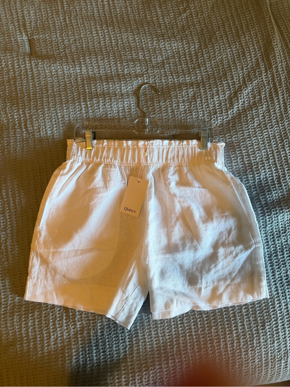 NWT Quince White Elastic Waist Linen Women’s Shorts